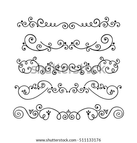 Collection Swirl Hand Drawn Text Dividers Stock Vector 511133176 