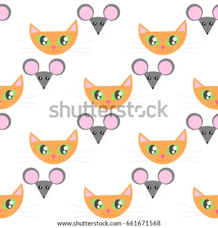 red ginger cat and mouse face funny seamless pattern bright print for kids clothing - Print For Kids red ginger cat and mouse face funny seamless pattern bright print for kids clothing - Print For Kids