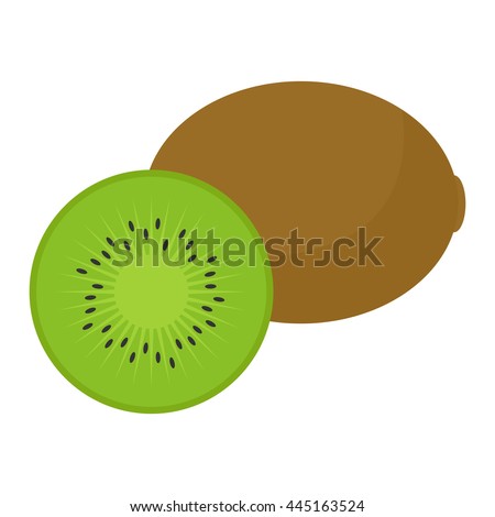 Flat icon kiwi and slice of kiwi. Vector illustration.