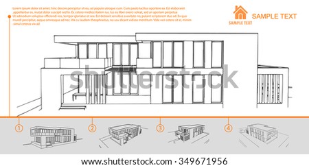 Architecture Drawing Template wireframe blueprint drawing 3d building vector stock vector Architecture Drawing Template wireframe blueprint drawing 3d building vector stock vector