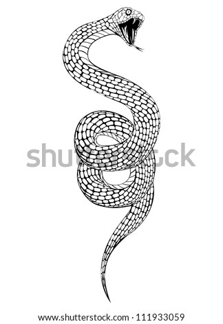 Vector Illustration Snake Open Mouth Stock Vector 111933059 - Shutterstock