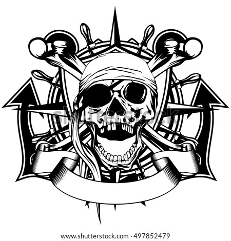 Vector Illustration Pirate Symbol Skull Bandana Stock Vector 497852479 ...