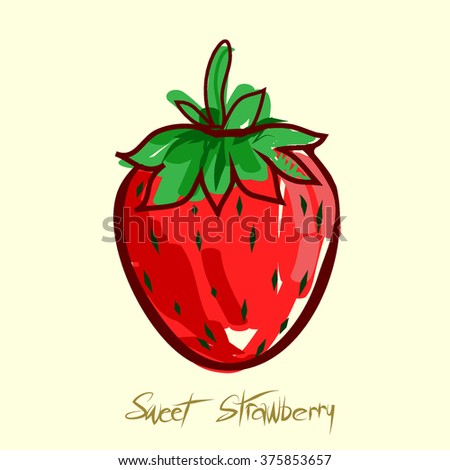 Sweet strawberry fruit doodle. Vector illustration