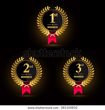 Award Golden Label First Second Third Stock Vector 385104850 - Shutterstock