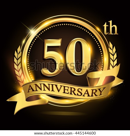 50th Golden Anniversary Logo Ring Ribbon Stock Vector 445144600 ...