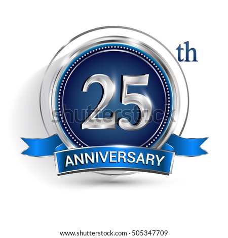 Celebrating 25th Anniversary Logo Silver Ring Stock Vector 505347709