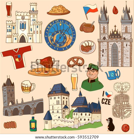 Czech Republic Symbol Set Icons Symbols Stock Vector 593512709 ...