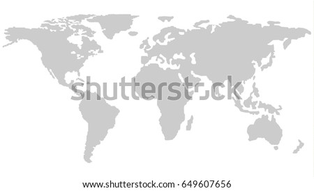 world map outline isolated on white background in light grey color modern web design vector