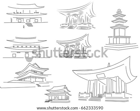 Chinese Asian Temple Building Architecture Design Stock Vector 88970443 ...