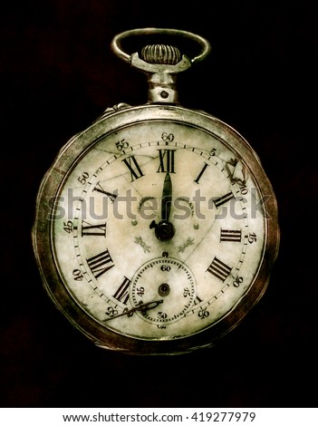 Antique Silver Broken Pocket Watch Isolated Stock Photo 419277979 ...