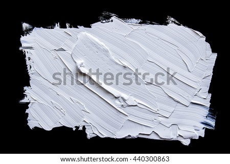 Handmade withe oil paint brush strokes isolated over the black background