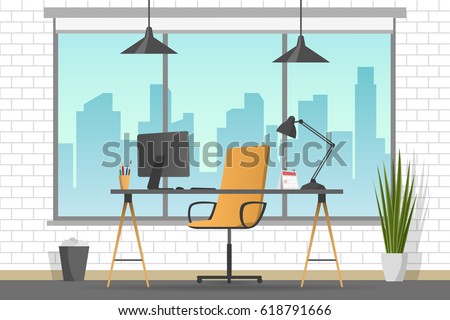 workplace banner office theme flat style stock vector 618791666 office theme