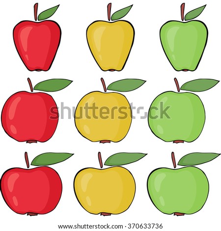 Apples Red Yellow Green Vector Stock Vector 370633736 - Shutterstock