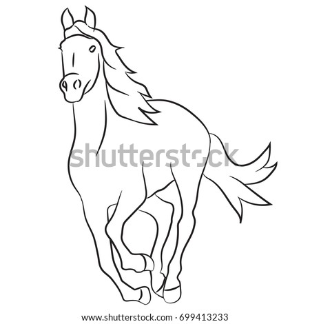 Vector Outline Running Horse Stock Vector 699413233 - Shutterstock