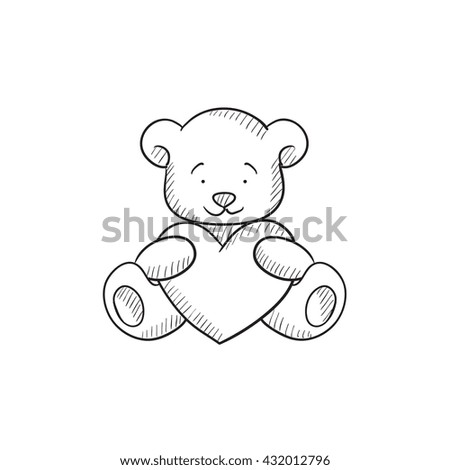 Teddy Bear Heart Vector Sketch Icon Stock Vector 432012796 - Shutterstock