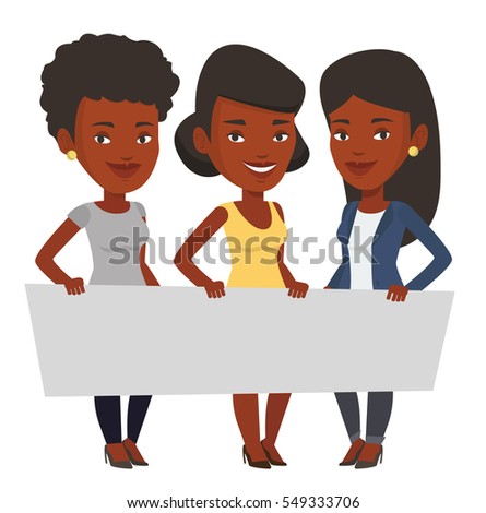 Three Young Africanamerican Women Holding Blank Stock Vector 549333706 - Shutterstock