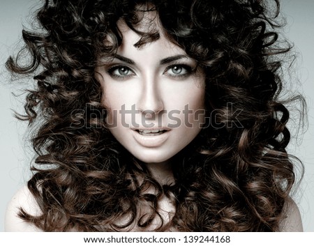 beautiful brunette with gorgeous curly hair
