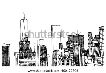 Scene Street Illustration Hand Drawn Ink Stock Vector 450177706 ...