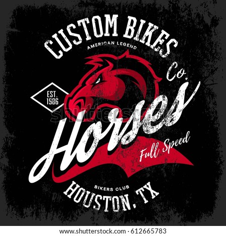vintage american furious horse bikers club stock vector 612665783 print club flyers houston tx