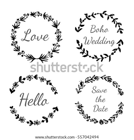 Hand Drawn Logo Templates Bohemian Style Stock Vector 557042728 ...