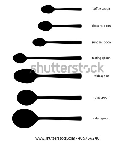 Restaurant Kitchenware set spoons silhouettes names salad soup stock vector 406756240 Restaurant Kitchenware set spoons silhouettes names salad soup stock vector 406756240