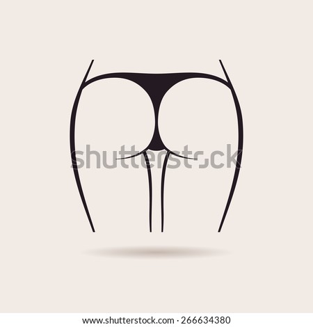Sexy panties icon. Vector women ass in a thong. high gap