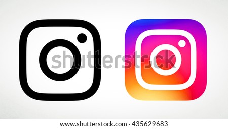 BANGKOK, THAILAND - May 14, 2016 - New Instagram logo 2016 camera icon symbolic with colorful new design, Printed on white paper. Instagram is a popular social networking for sharing photos and videos