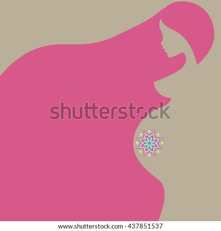 Side view of pregnant woman in underwear wearing pregnancy 