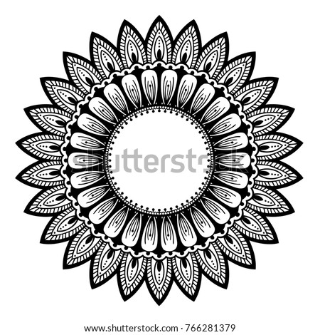 Download Sunflower Mandala Hand Drawn Vector Illustration Stock ...