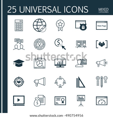 universal icons set on mixed categories stock vector universal icons set on mixed categories stock vector