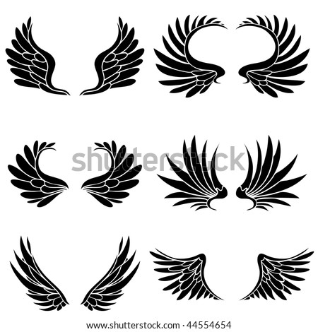 Wing Set Line Art Flight Symbols Stock Vector 31592695 - Shutterstock