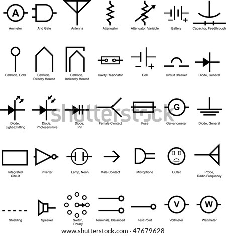 Electrical Symbol Icon Set Isolated On A White Background