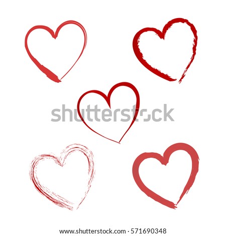 Hand drawn vector valentine hearts. Decorative design elements. Doodles isolated on white