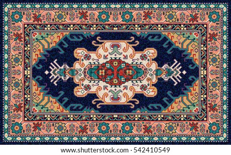 Colorful Oriental Mosaic Rug With Traditional Folk Geometric Pattern Carpet Border Frame Vector Colorful Oriental Mosaic Rug With Traditional Folk Geometric Pattern Carpet Border Frame Vector