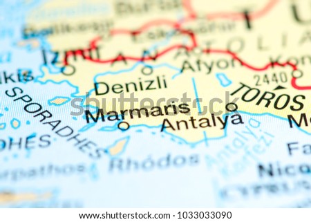 Marmaris Turkey On Map Stock Photo Royalty Free 1033033090 Shutterstock   Stock Photo Marmaris Turkey On A Map 1033033090 