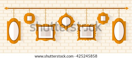 Wall Hanging Photo Frames Designs fresh design pictures to hang on wall unbelievable 24 ways hang your favorite prints and photos Hanging On The Chain Frame Vector Illustration In Flat Style A Set Of Frames Wall Hanging Photo Frames Designs adeco 28 opening black wood basket weave design wall hanging collage photo frame Hanging On The Chain Frame Vector Illustration In Flat Style A Set Of Frames