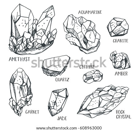 Download Set Hand Drawn Semiprecious Stones Jade Stock Vector 608963000 - Shutterstock