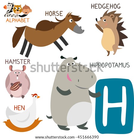 Cute Animal Zoo Alphabet Letter H Stock Vector 451666390 - Shutterstock