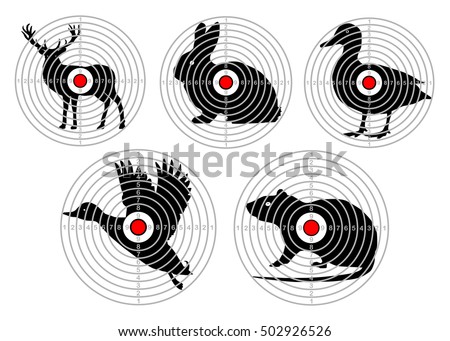 set targets animal shooting training hunting stock vector 502926526
