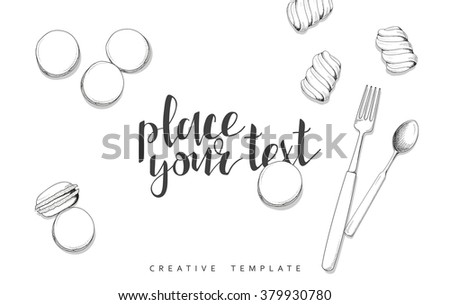 spoons marshmallow sketch conceptual background template stock spoons marshmallow sketch conceptual background template stock, Presentation templates