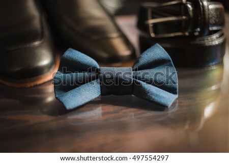 Businessman accessories. Man's style. Men's Accessories : Men's butterfly, Men's shoes , men's watches. Set groom Butterfly shoes Belts Watches