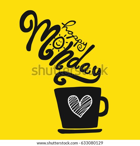 Happy Monday Coffee Cup Cartoon Vector Stock Vector 633080129