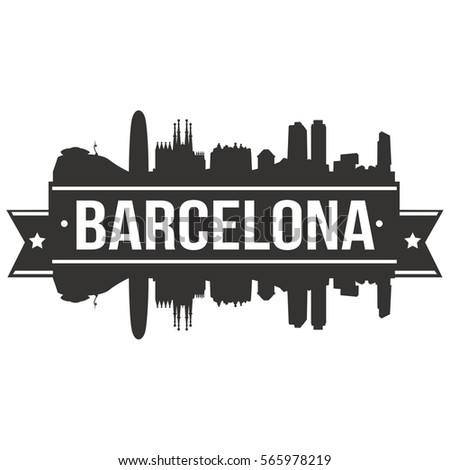 Barcelona Skyline Stamp Silhouette City Vector Stock Vector 565978219 