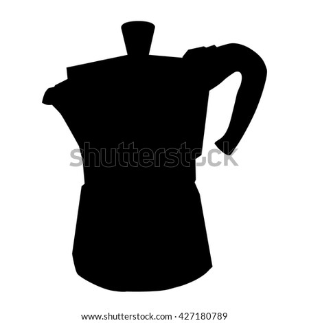 Italian Coffee Pot Silhouette On White Background Italian Coffee Pot Silhouette On White Background