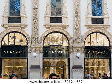 Milano Italy 24 November 2016: Versace boutique in Milan. Versace is an Italian fashion company and trade name founded by Gianni Versace in 1978.