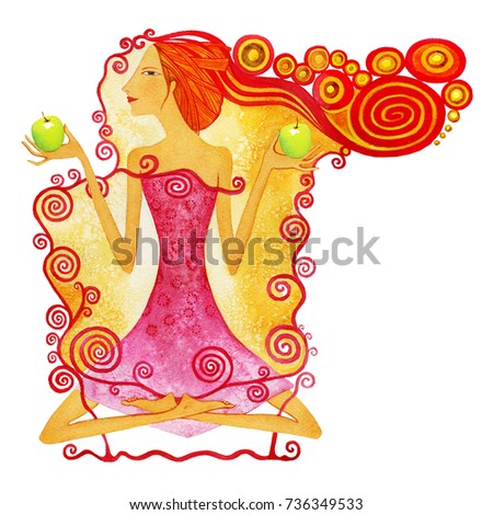 Yellow dress with red apples background. Yellow dress with red apples background.