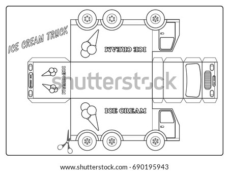 Coloring Page Ice Cream Truck Stock Vector 690195943 - Shutterstock