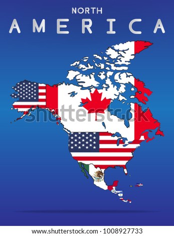 north america continent map flag country stock vector royalty free