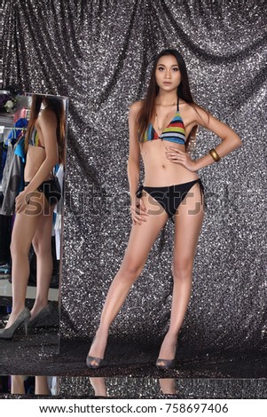 Extremely rough throat fuck Bikini high heel model