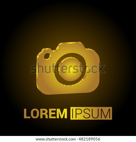 Camera 3 D Golden Metallic Premium Royal Stock Vector 482189056